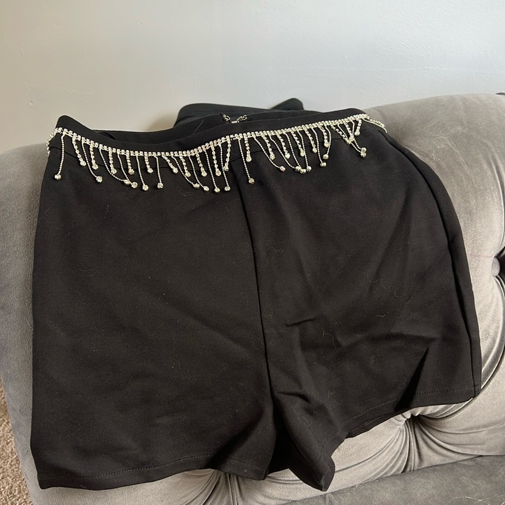 Rhinestone Shorts Black